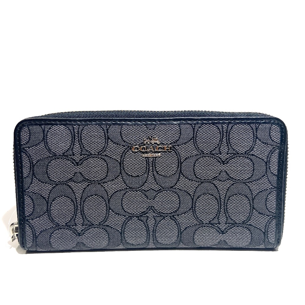 COPY - Coach Outline Signature Accordion Zip Wallet- Black smoke